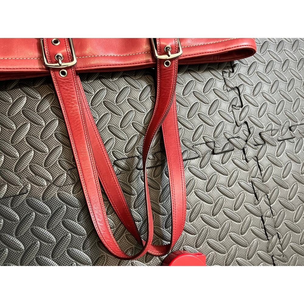 Vintage‎ COACH HAMPTON TOTE F10195 Red LEATHER Classic Womens Y2K BAG PURSE - Picture 6 of 12